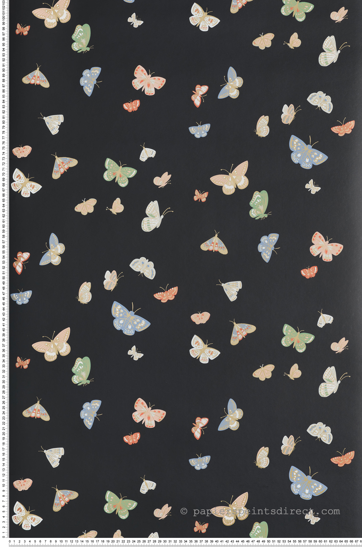 Papier peint Papillons Poétiques House noir doré - Rifle Paper Co. 3 de York (Initiales) | Réf. INI-RF7413