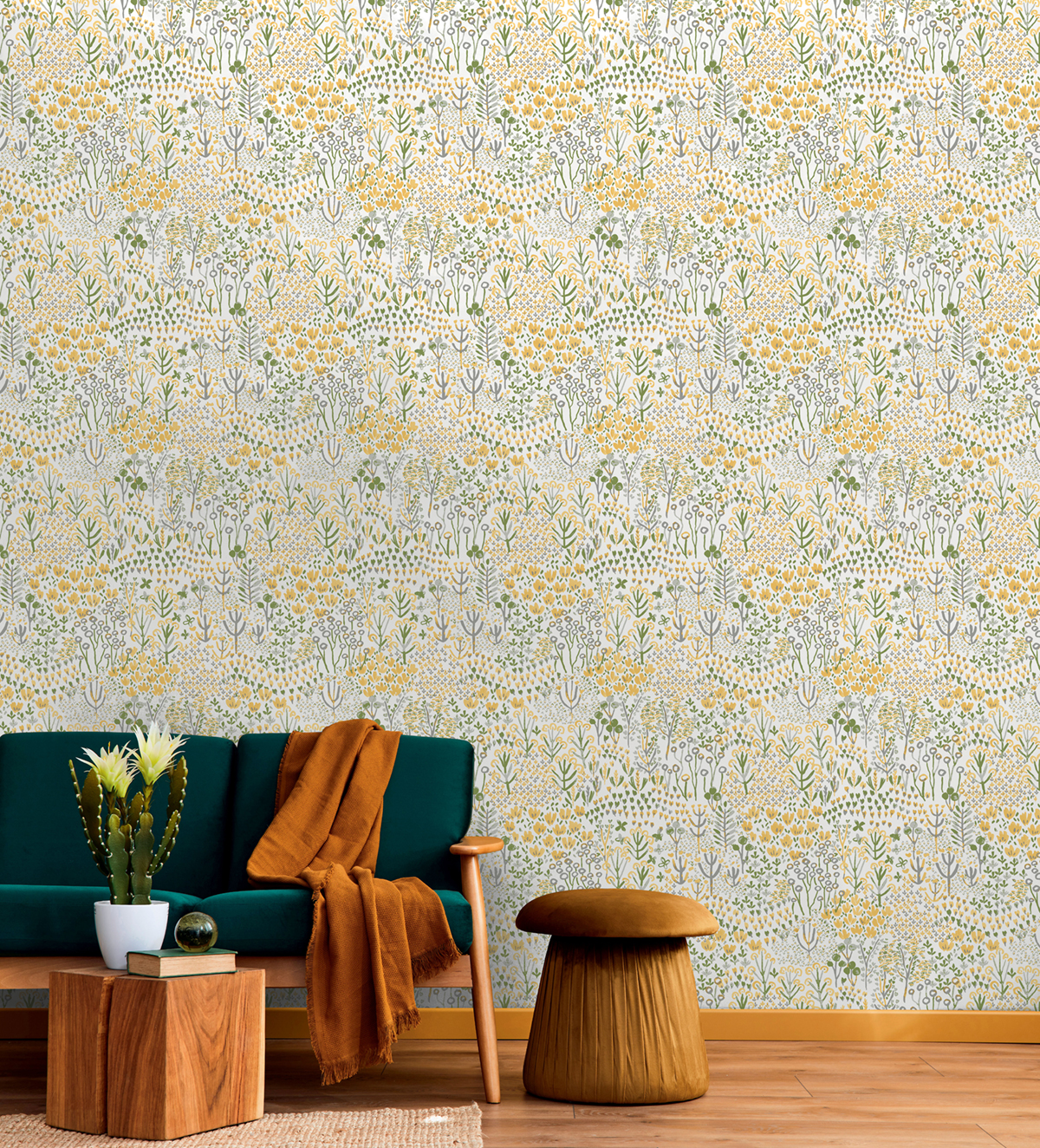 Papier peint Nature Prairie jaune vert - Happy de Lutèce | Réf. LTC-FD26348