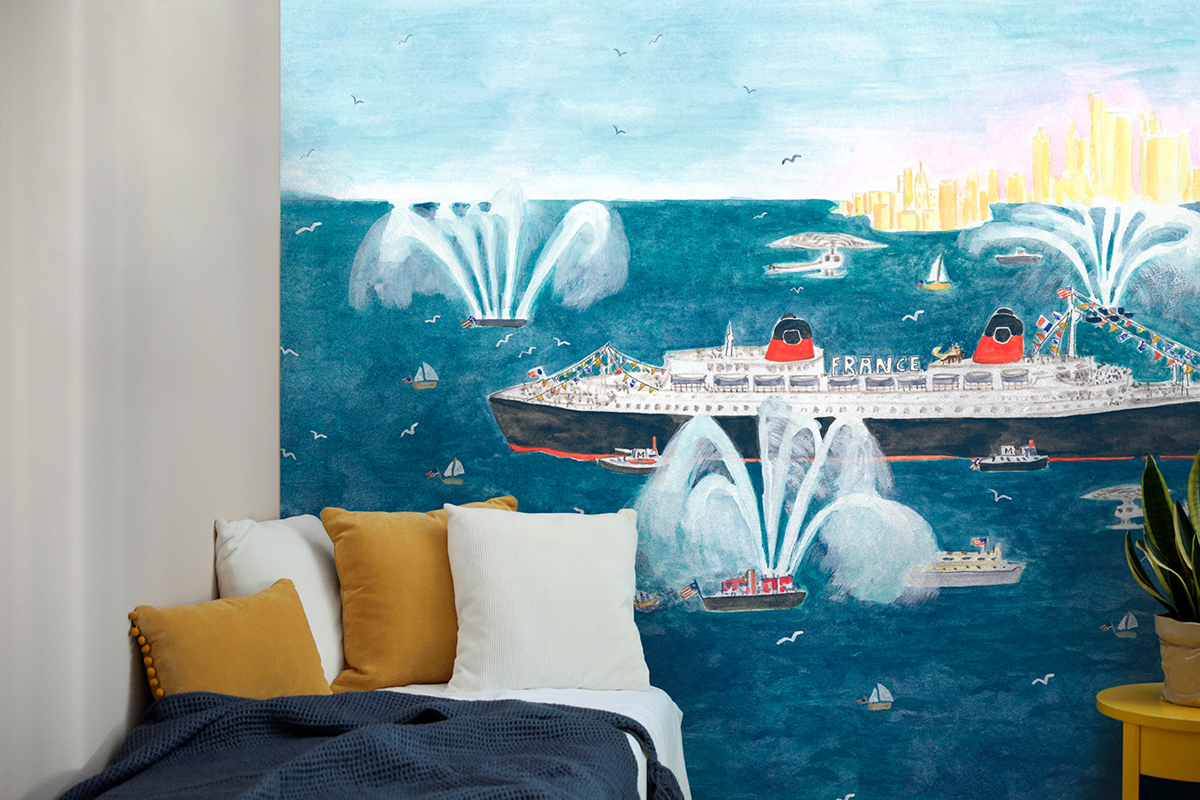 Papier peint panoramique Bateau Le France A 1/2/3 - Isidore Leroy AMB2