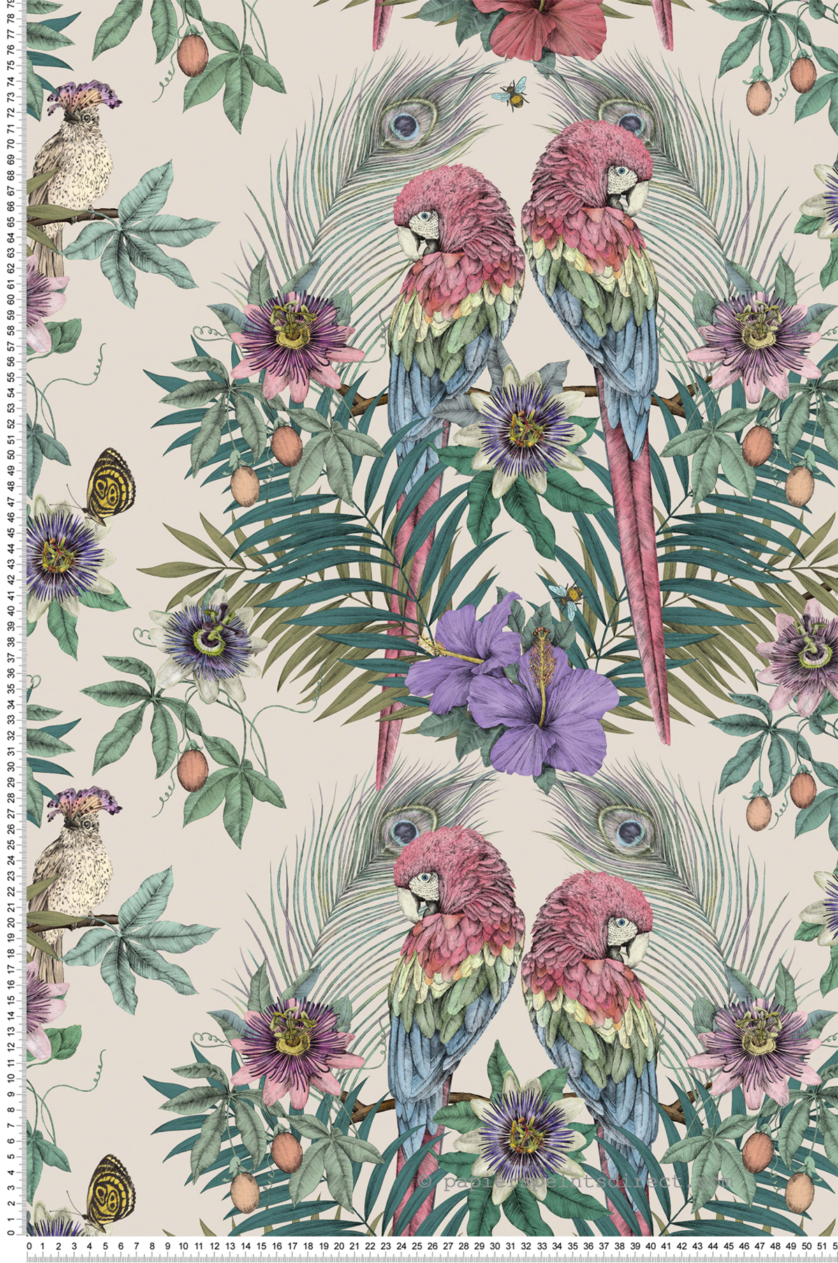 Papier peint Perroquet Fleuri Ventura écru - DayDreams et The Wallpaper Collection de Matthew Williamson | Réf. OSB-W7494-02