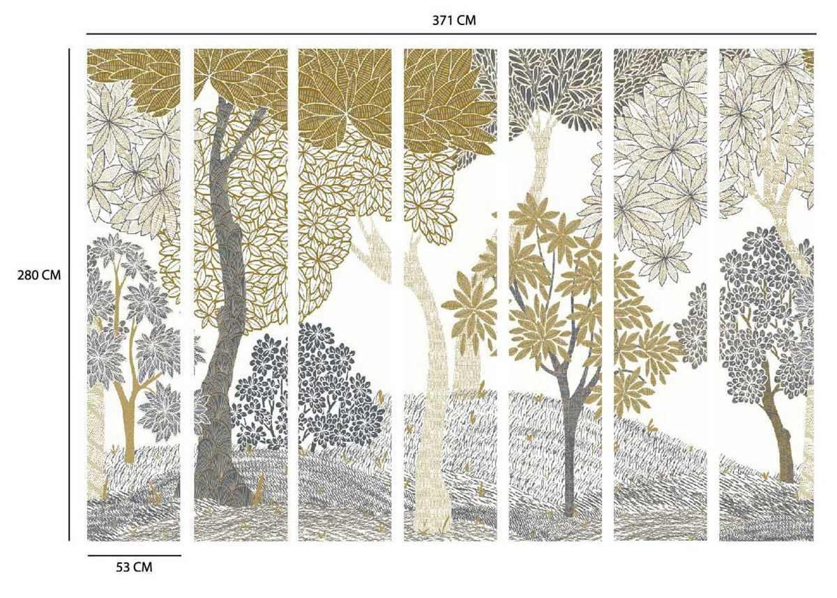 Papier peint Panoramique Forêt Enchantée ocre gris - Dolce Vita de Lutèce | Réf. LTC-56230202