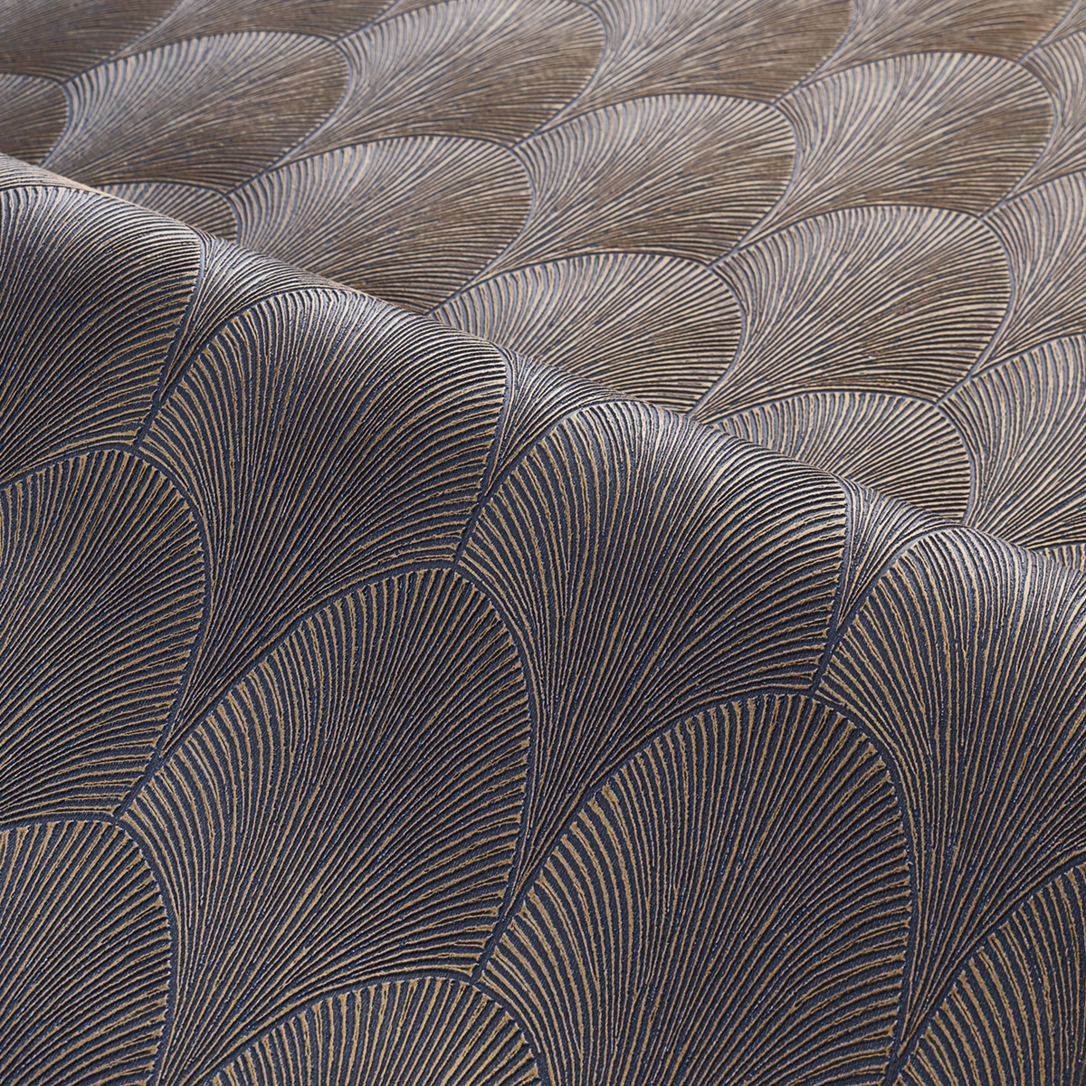 Papier peint Art Déco Tourmaline marine doré - Métal de Casamance | Réf. CAS-75781936