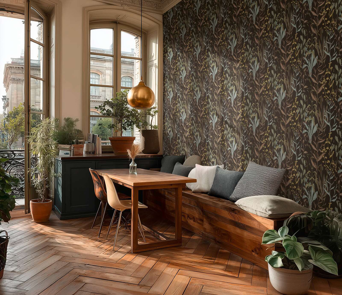 Papier peint Botanique Aquarelle Herbes marron - Vibes & Styles d'A.S. Création AMB3| Réf. AS-790094