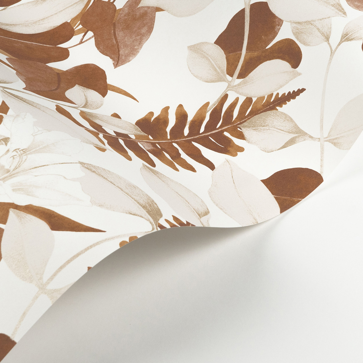 Papier peint Lys Feuille Royal Lily terre de sienne métallisé - Soliflore de Casadéco AMBV | Réf. SOLI200263443