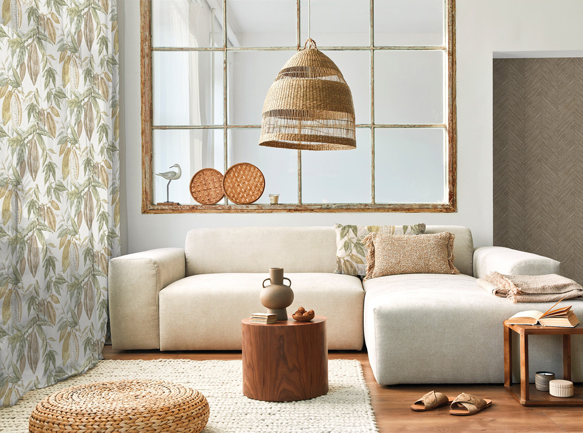 Tissu Cacao Fève multicouleurs beige - Fidji de Lutèce | Réf. LTC-8520-2