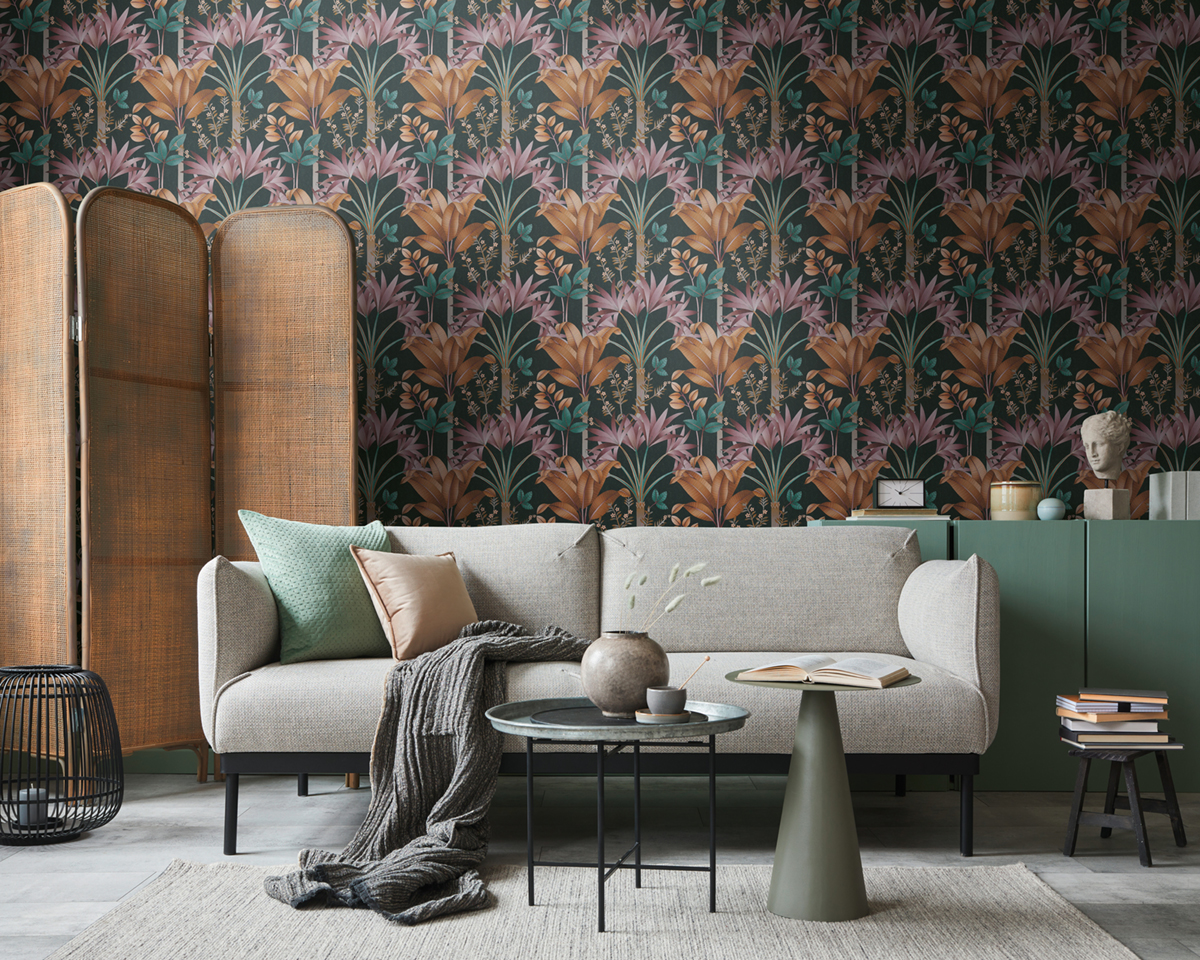 Papier peint Jungle Tropicale marron violet - Arcade d'Architects Paper | Réf. 39172-1