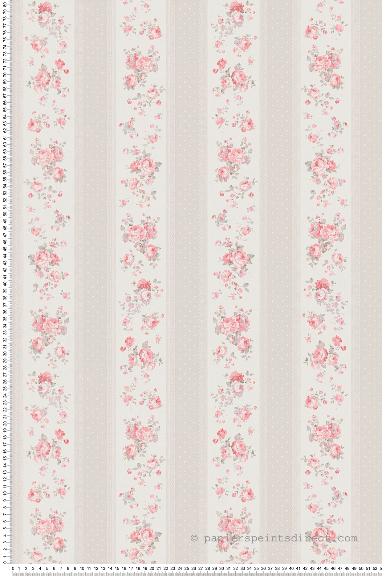 Papier peint Rayure Pois Florale lin rose - Maison Charme d'A.S. Création | Réf. AS-390694