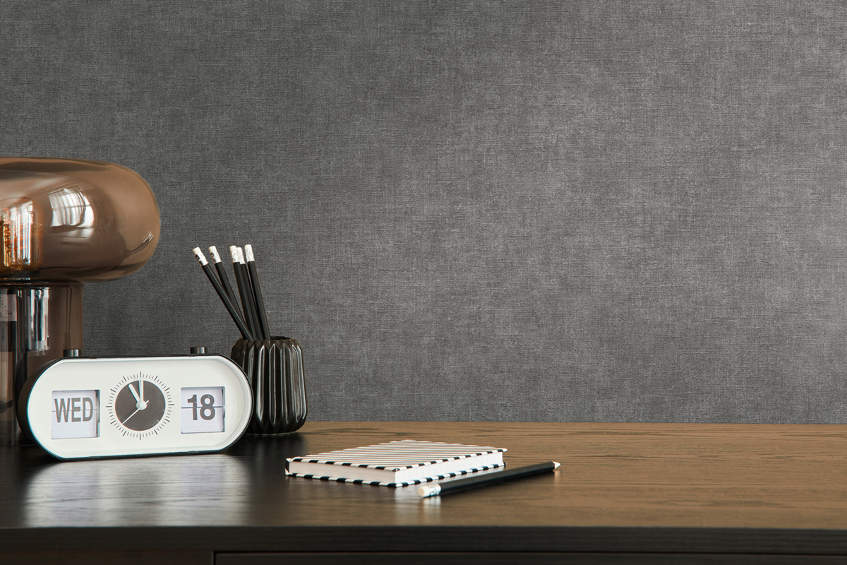 Papier peint Uni Nuancé Toile anthracite - Smart Surfaces d'A.S. Création | Réf. AS-395663