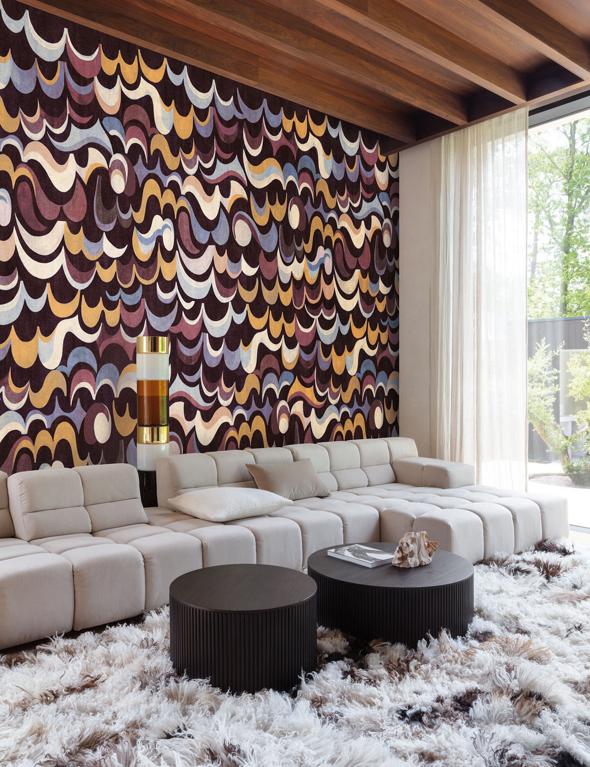 Papier peint panoramique Rétro Abstrait Cheviot prune - A H260 - Rhapsody de Masureel | Réf. MAS-DGRHA1031-260