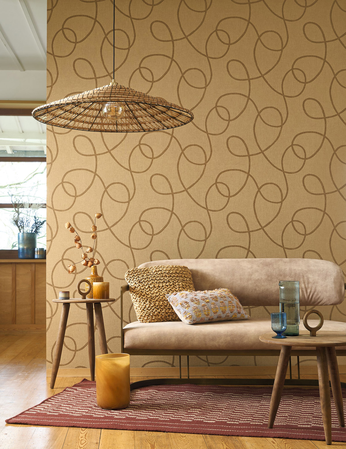 Papier peint Corde Pointe du Raz beige doré - Seaside de Casadéco | Réf. SEAS201502442