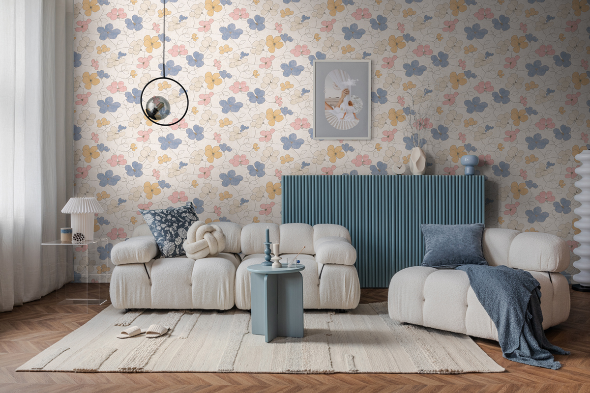 Papier peint Scandinave Fleurs Anémones multicolore - Nordic Feeling d'A.S. Création AMB3 | Réf. AS-791472