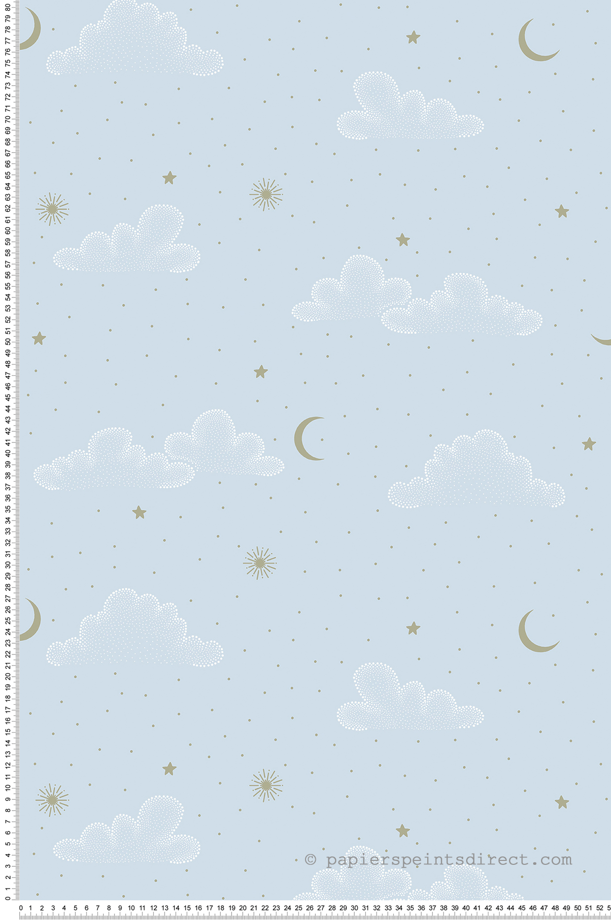 Papier peint Nuages Ciel Etoilé bleu clair doré - Sweet Dreams d'Ugépa | Réf. UGP-N07321