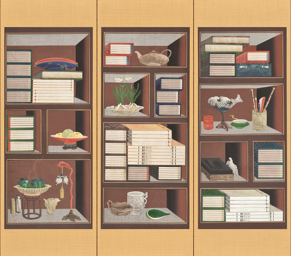 Papier peint panoramique Étagère Chinoise marron - Panorama 2 de Lutèce | Réf. LTC-PAN1791C