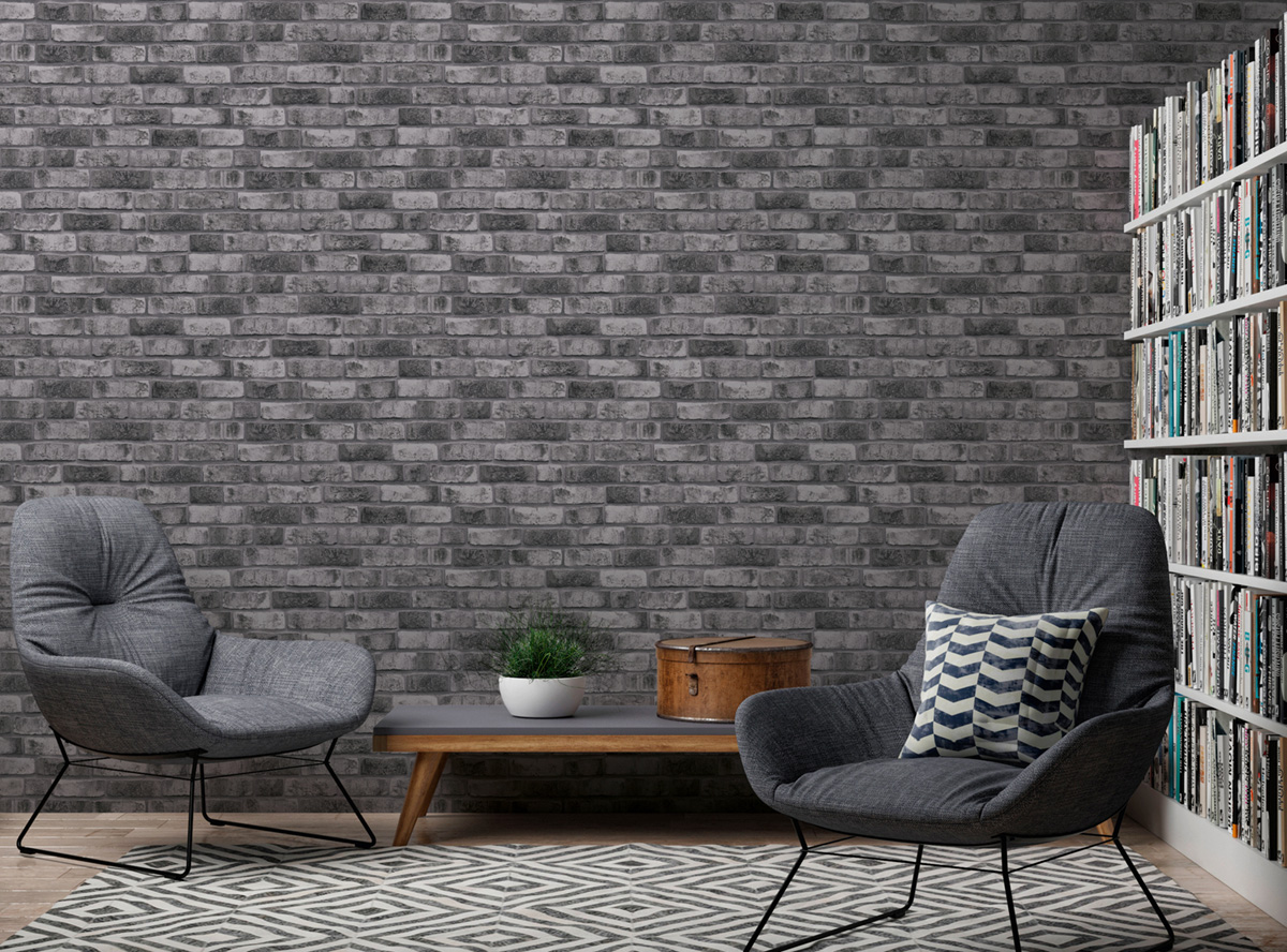 Papier peint Brique London anthracite - Elements 2 d'A.S. Création AMB2 | Réf. AS-388124