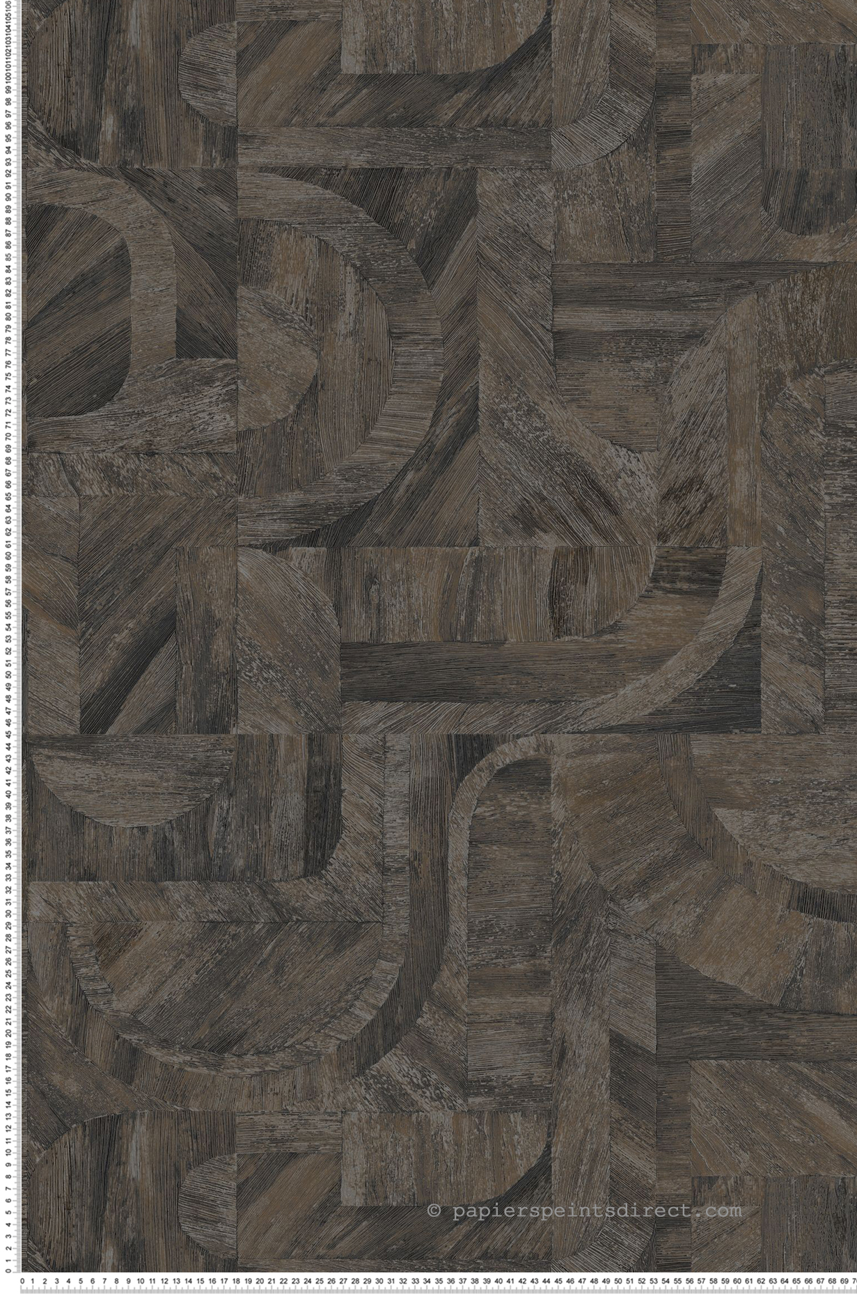 Papier peint Patchwork Ethnique Intarsia ébène - Nature sur Mesure de Casamance | Réf. CAS-76870814