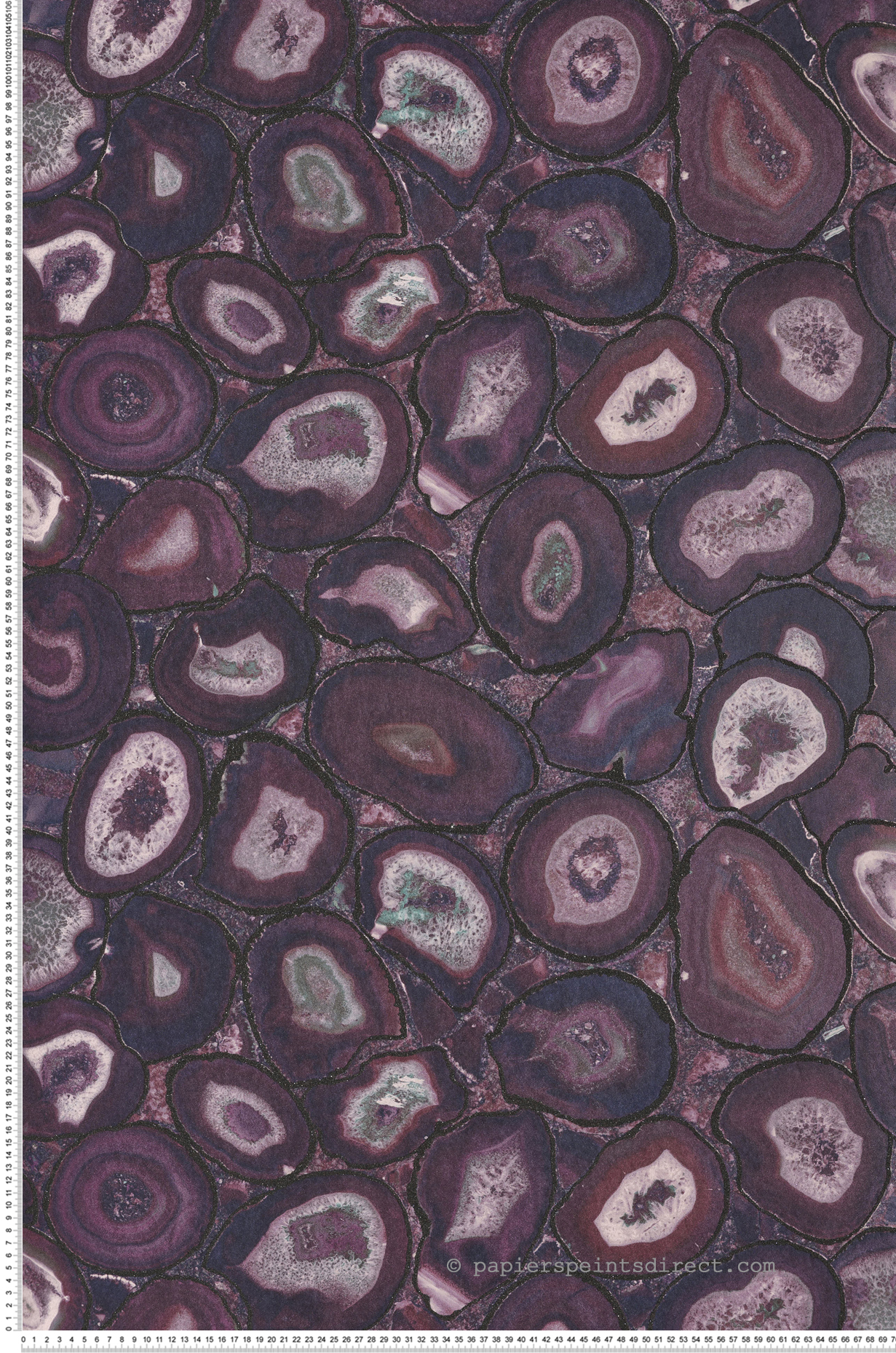 Papier peint Pierre Précieuse Billes de Verre violet prune - Ornata de Montecolino | Réf. MC-51217