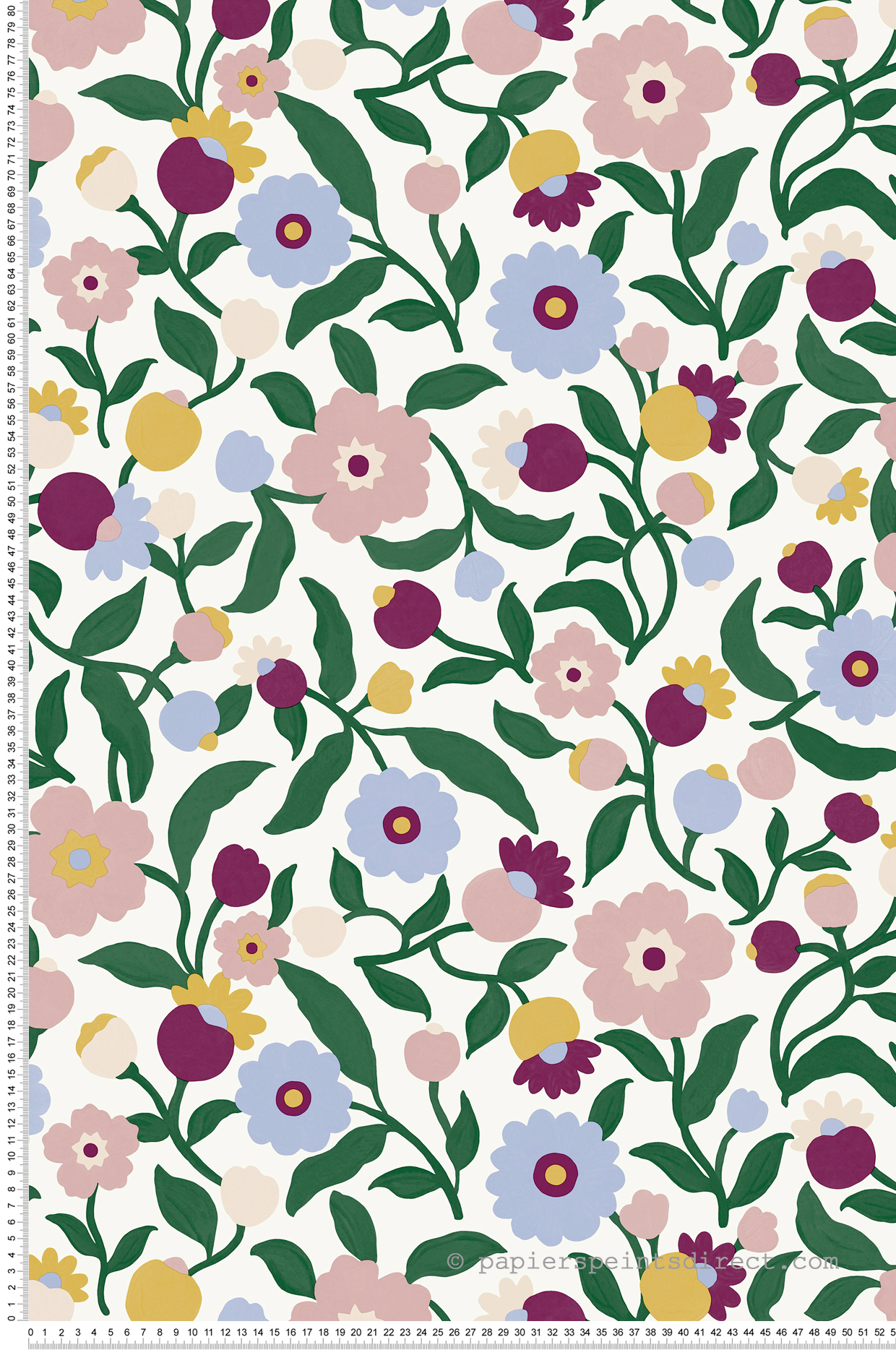 Papier peint Fleur Graphique Capucine aubergine - Happy Kids Club de Casélio | Réf. HKC107630426