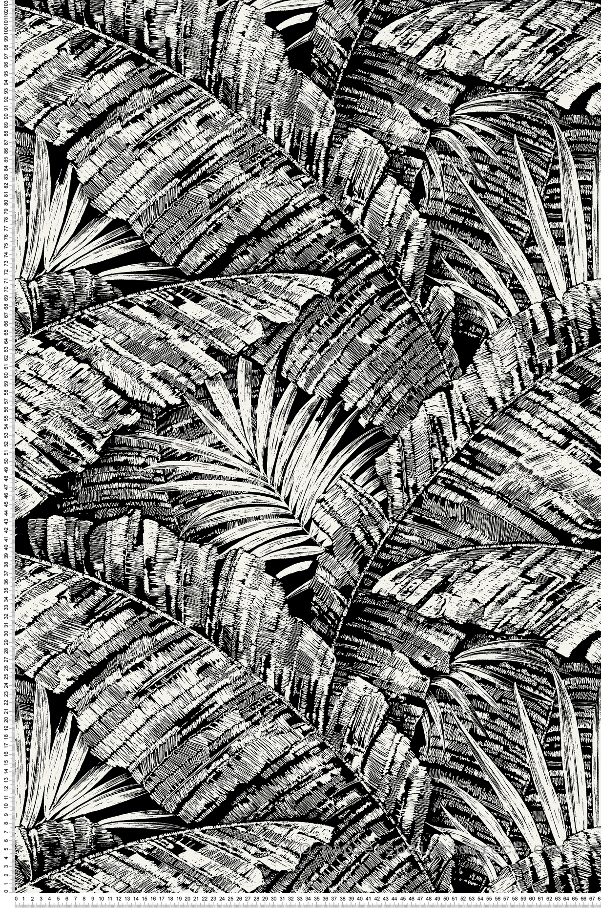 Papier peint Grande Palme Cove noir - Toiles de York (Initiales) | Réf. INI-RT7921