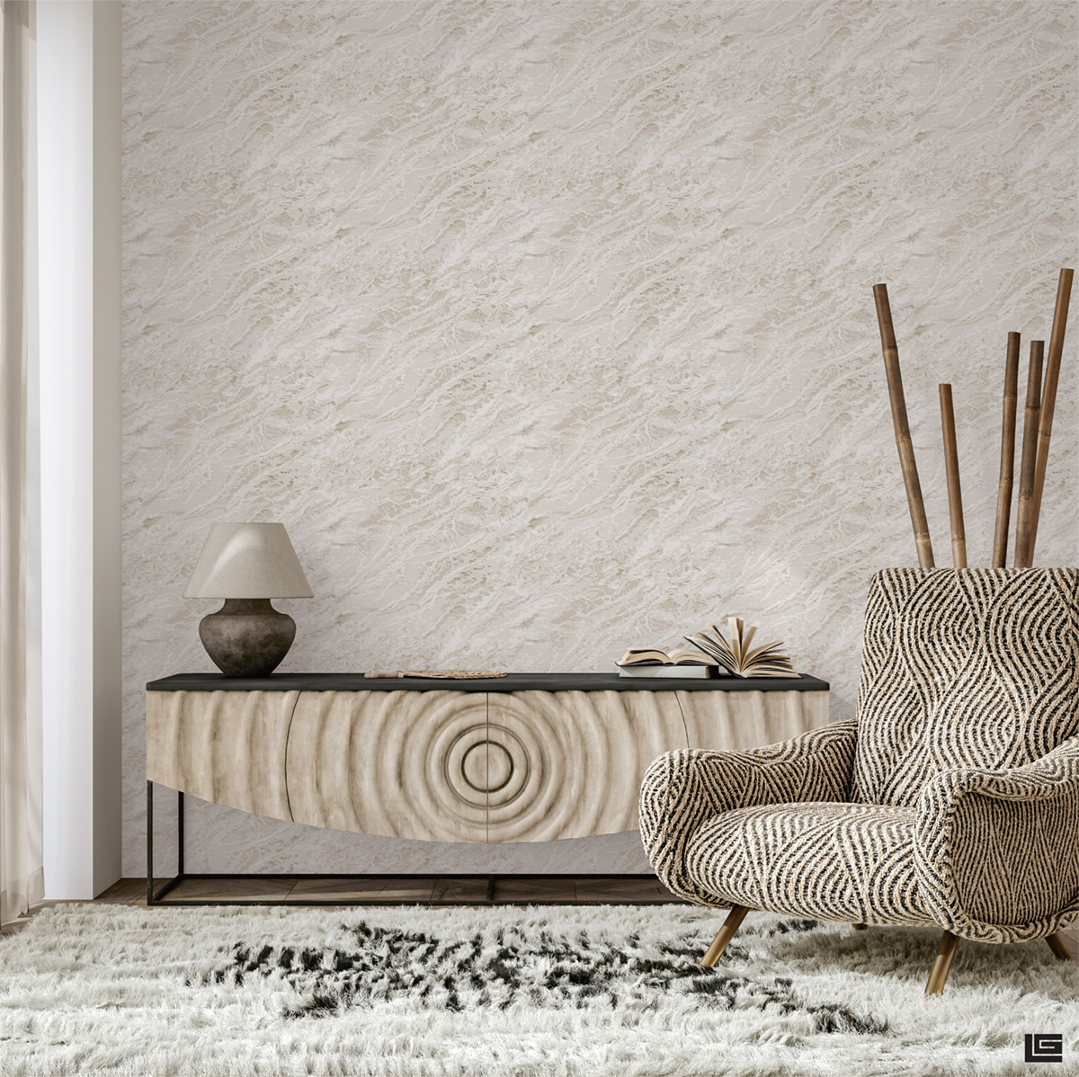 Papier peint Marbre beige doré - Guy Laroche de Lutèce | Réf. LTC-51246602