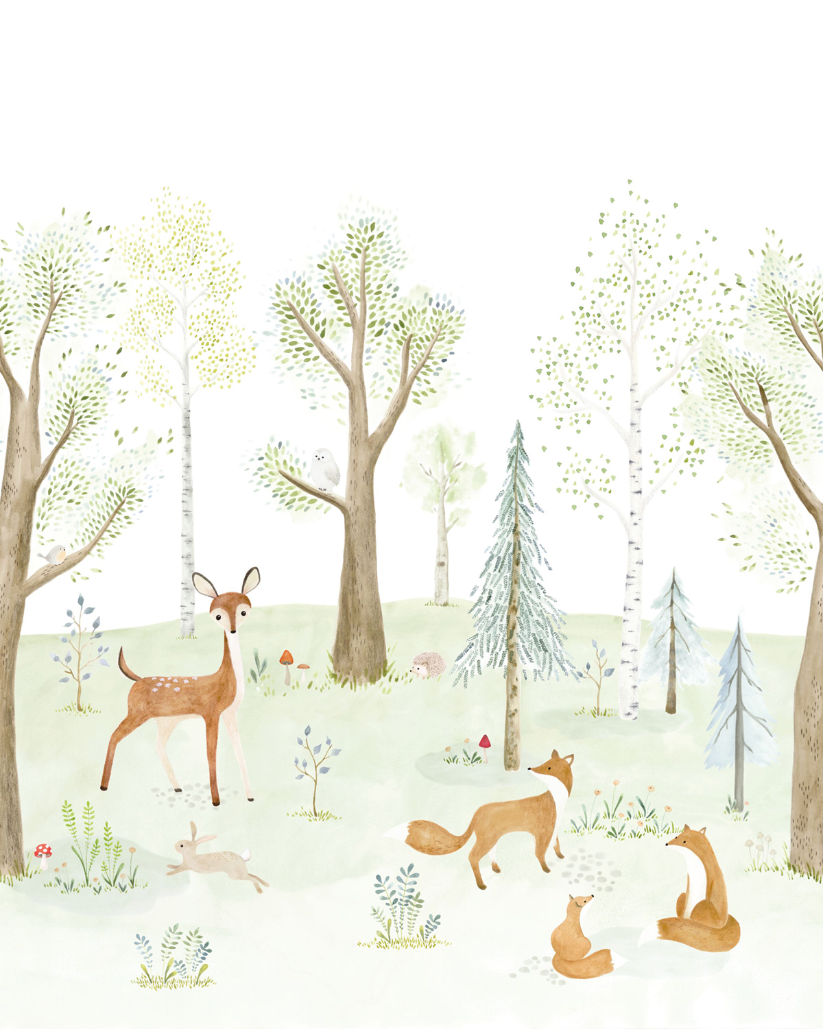 Papier peint panoramique Forêt Enchantée Biche Renard S 200x250 - Once Upon A Time de Casadéco | Réf. OUAT88237505