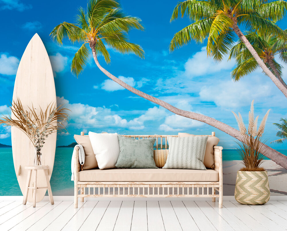 Papier peint panoramique Plage Palmier Maldives - Wall Love d'A.S. Création | Réf. DD129575