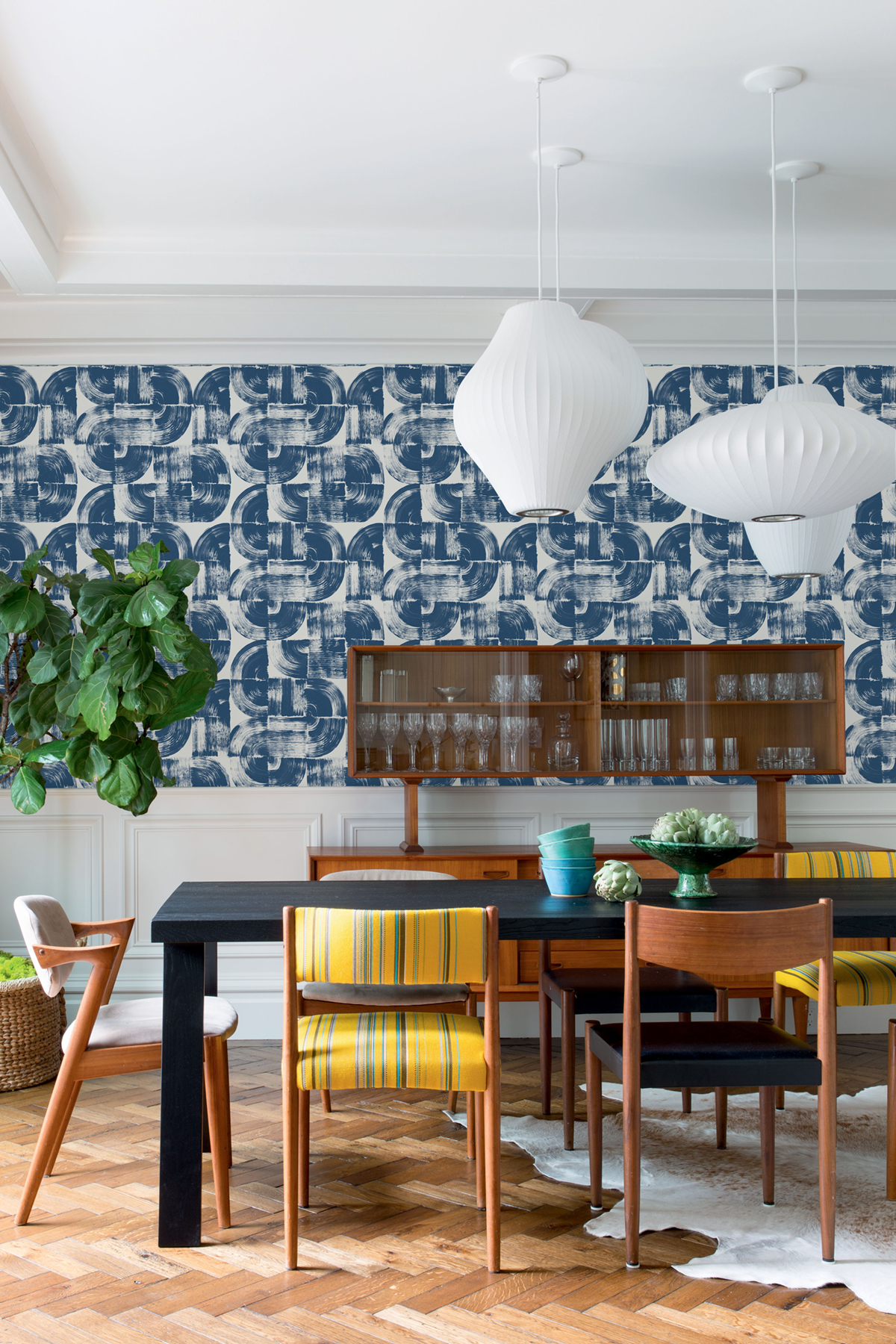 Papier peint Moderne Twist Brossé bleu - Happy de Lutèce | Réf. LTC-FD26407