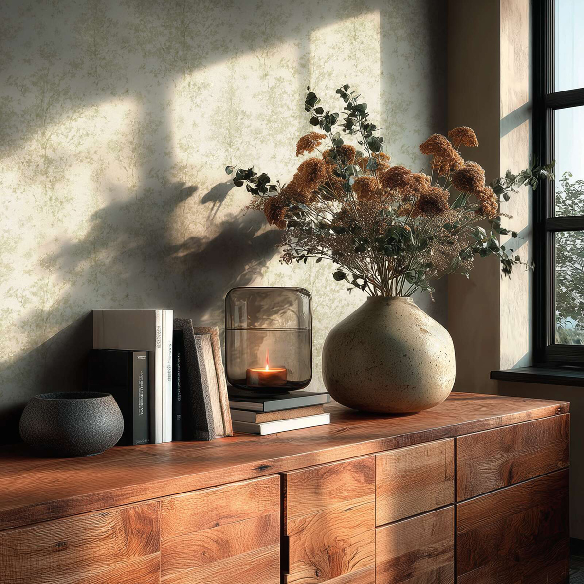 Papier peint Forêt Poétique vert pailleté - Vibes & Styles d'A.S. Création AMB3| Réf. AS-792004