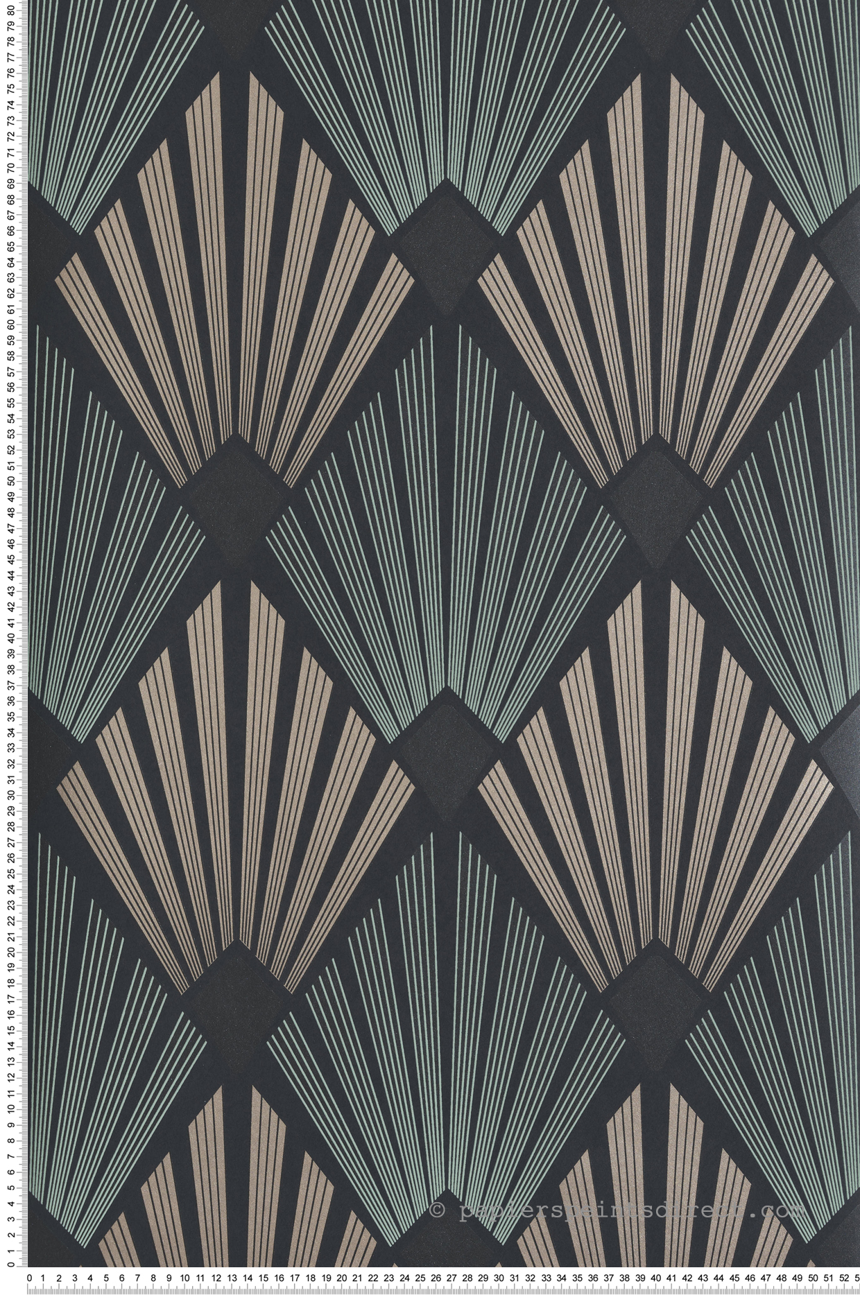Papier peint Art Déco Gatsby noir vert irisé - The Texture Book de Masureel | Réf. MAS-GAT302