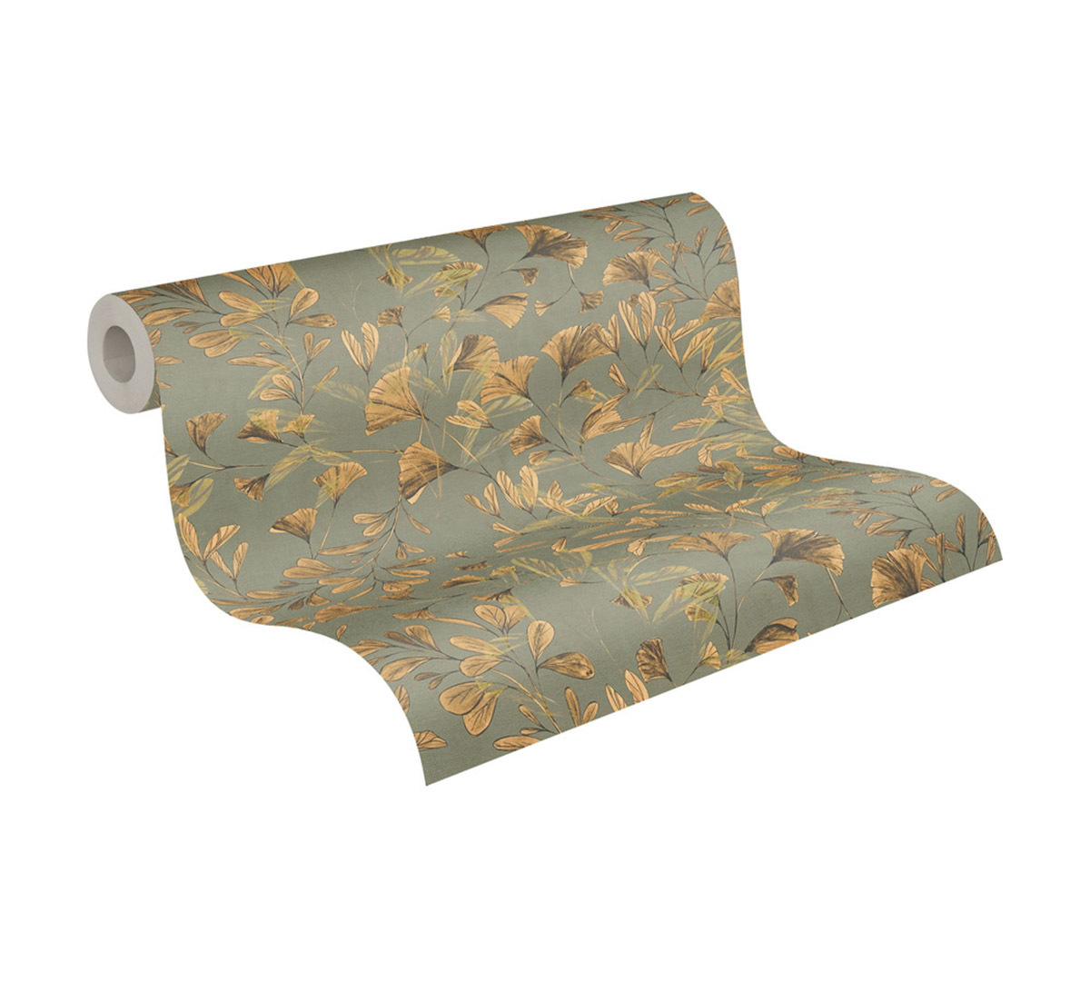 Papier peint Ginkgo Feuille mastic kaki - Anna D'Andrea d'A.S. Création AMB5| Réf. AS-782231