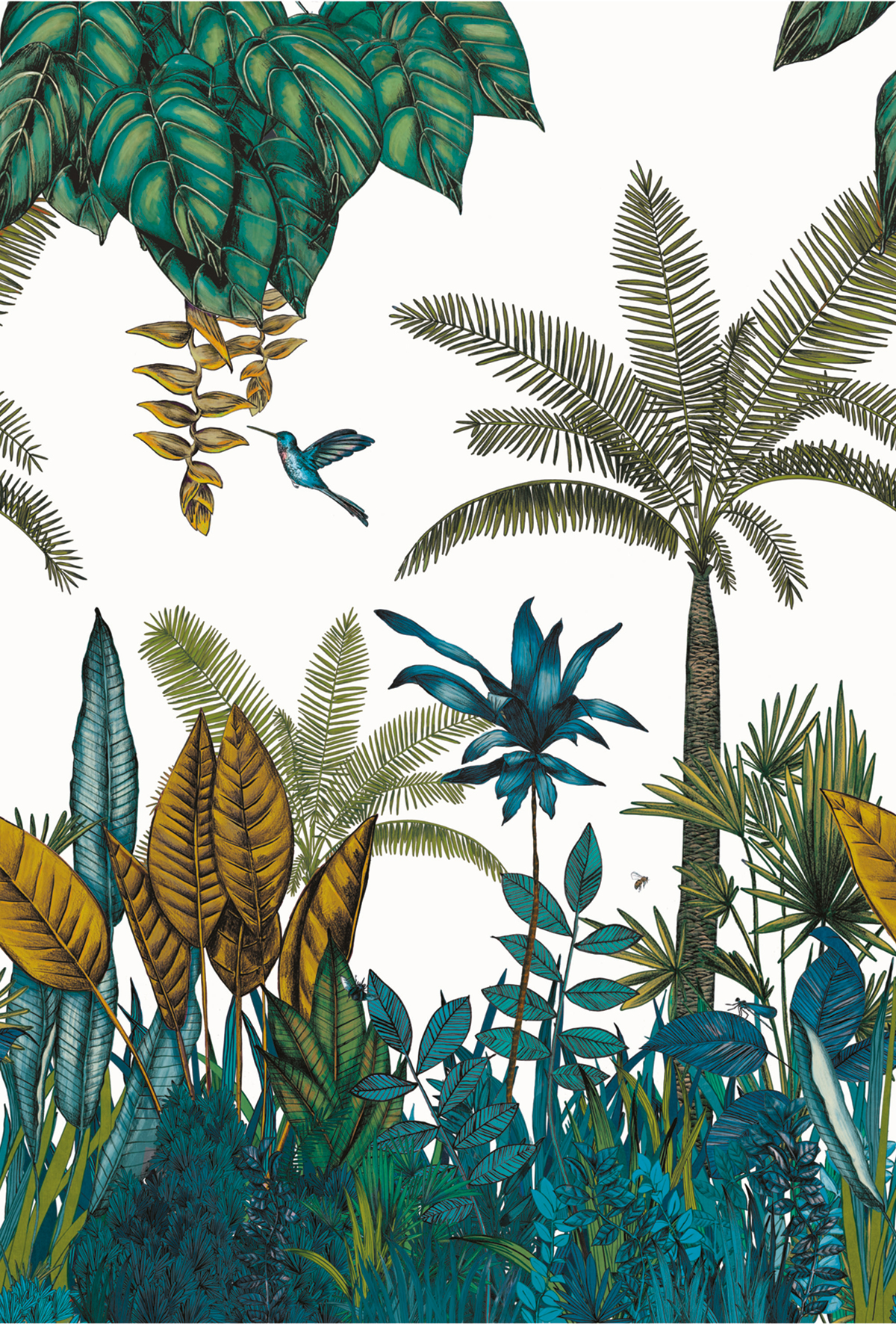 Papier peint panoramique Jungle Ipanamea Bleu vert - Panoramas de Casamance | Réf. CAS-A74290384