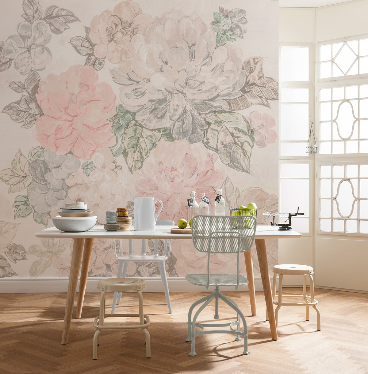 Papier peint panoramique Peintures Fleurs Gardernia - Papier peint Komar Le Jardin