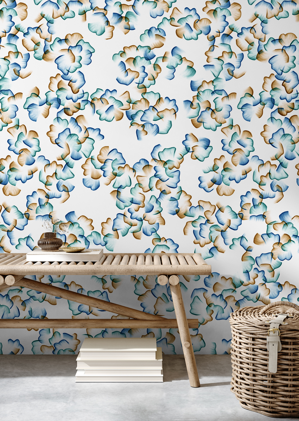 Papier peint panoramique Printemps Blanc - 3 lés 1/2/3 - Isidore Leroy AMB2