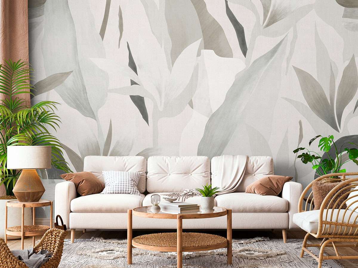 Papier peint panoramique Feuillage Venus gris - Panorama 2 de Lutèce | Réf. LTC-PAN1684C