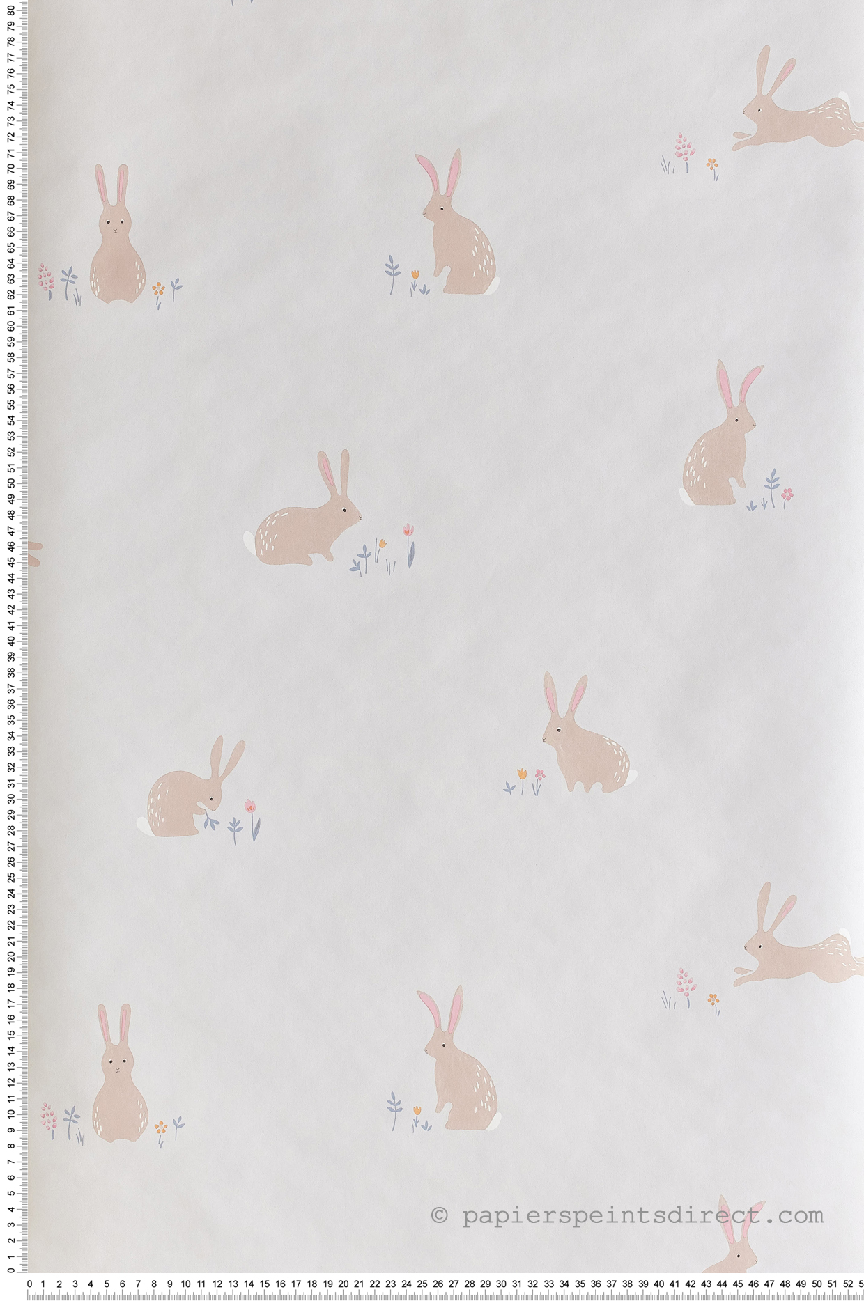 Papier peint enfant Lapins fond gris - Happy Dreams de Casadéco | Réf. HPDM82746110
