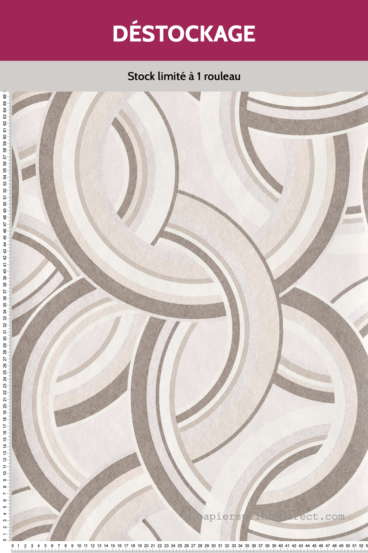 Papier Peint Destockage - Cercle Géométrique gris - Majestic