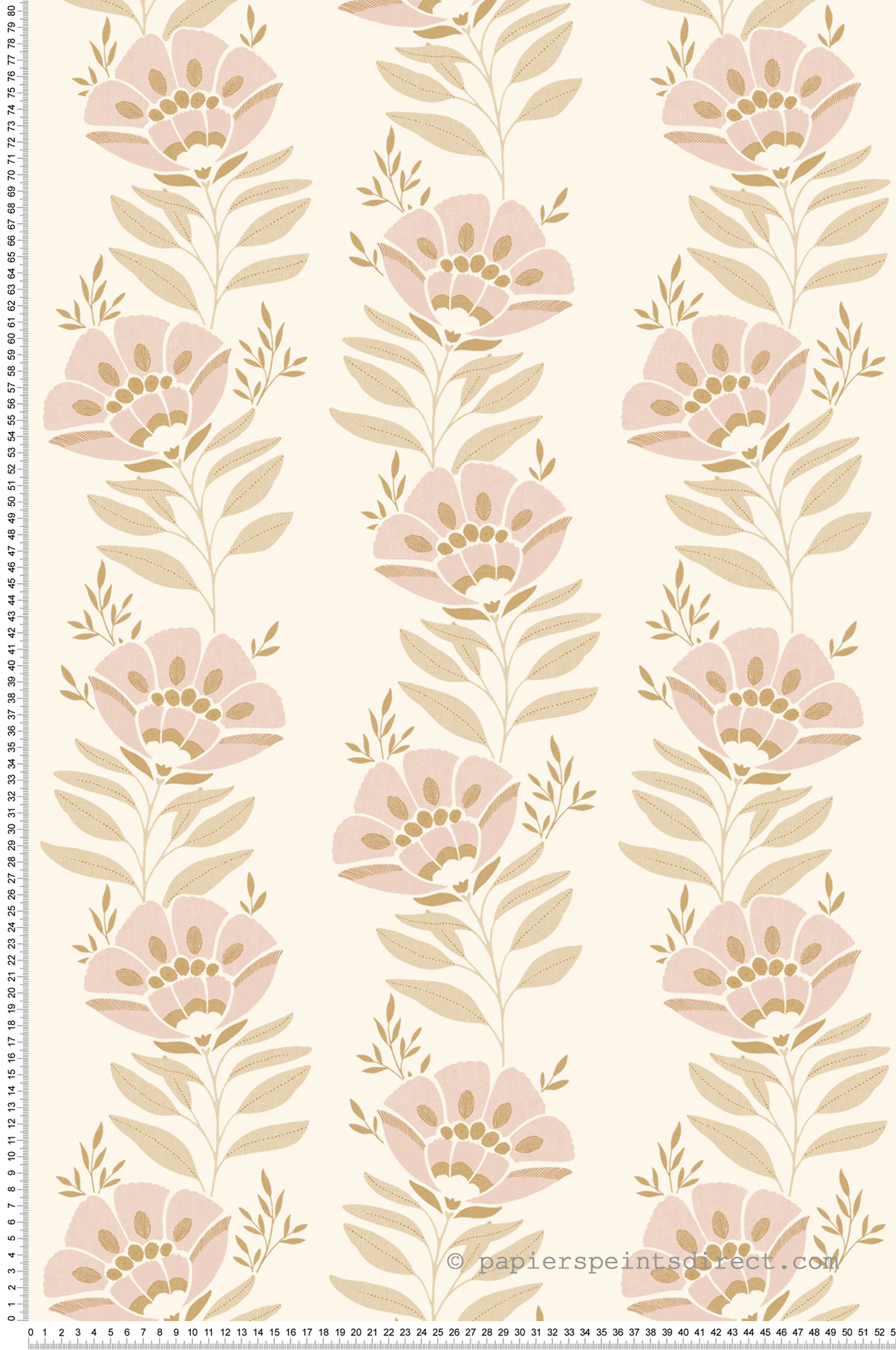 Papier peint Fleur Vagabonde rose et beige - Bohème de Casélio | Réf. BOM103214176
