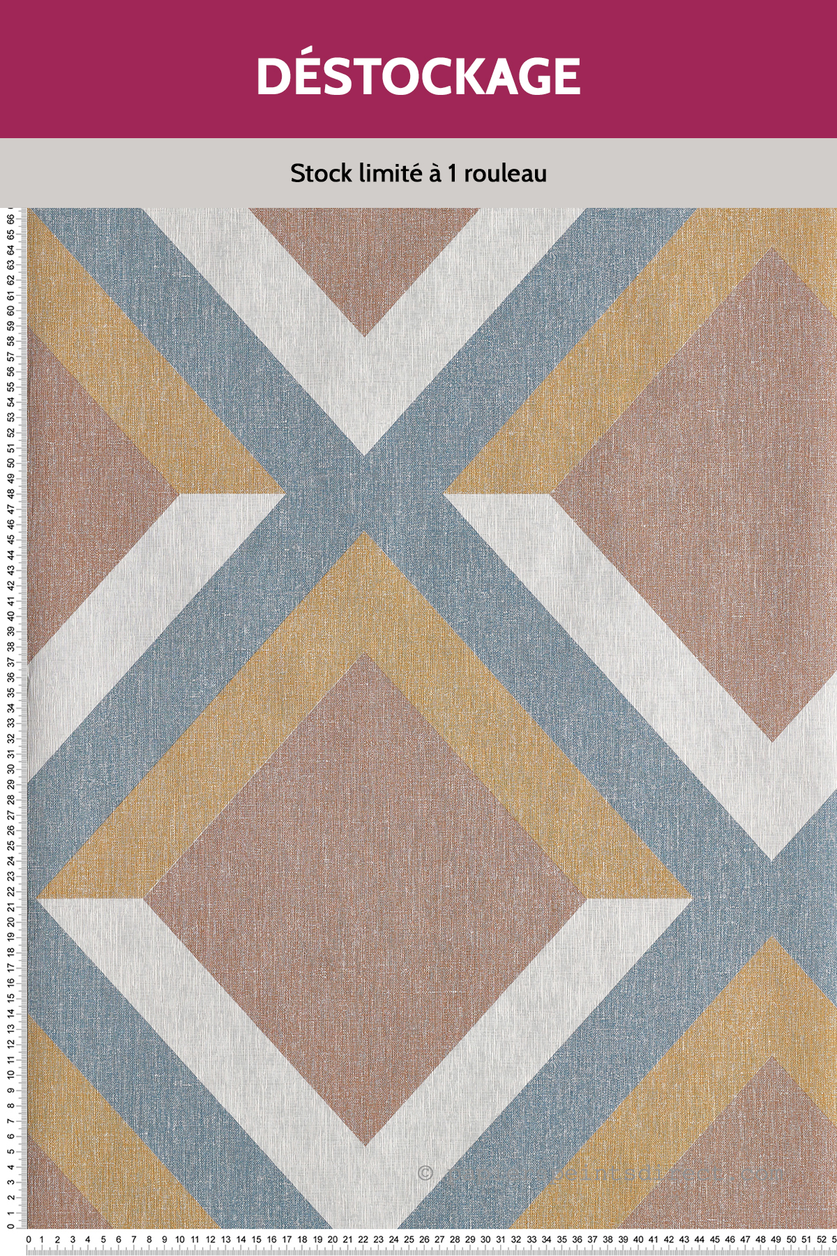 Papier peint Destockage - Art Déco Groove Bleu Jaune Camel - Moove