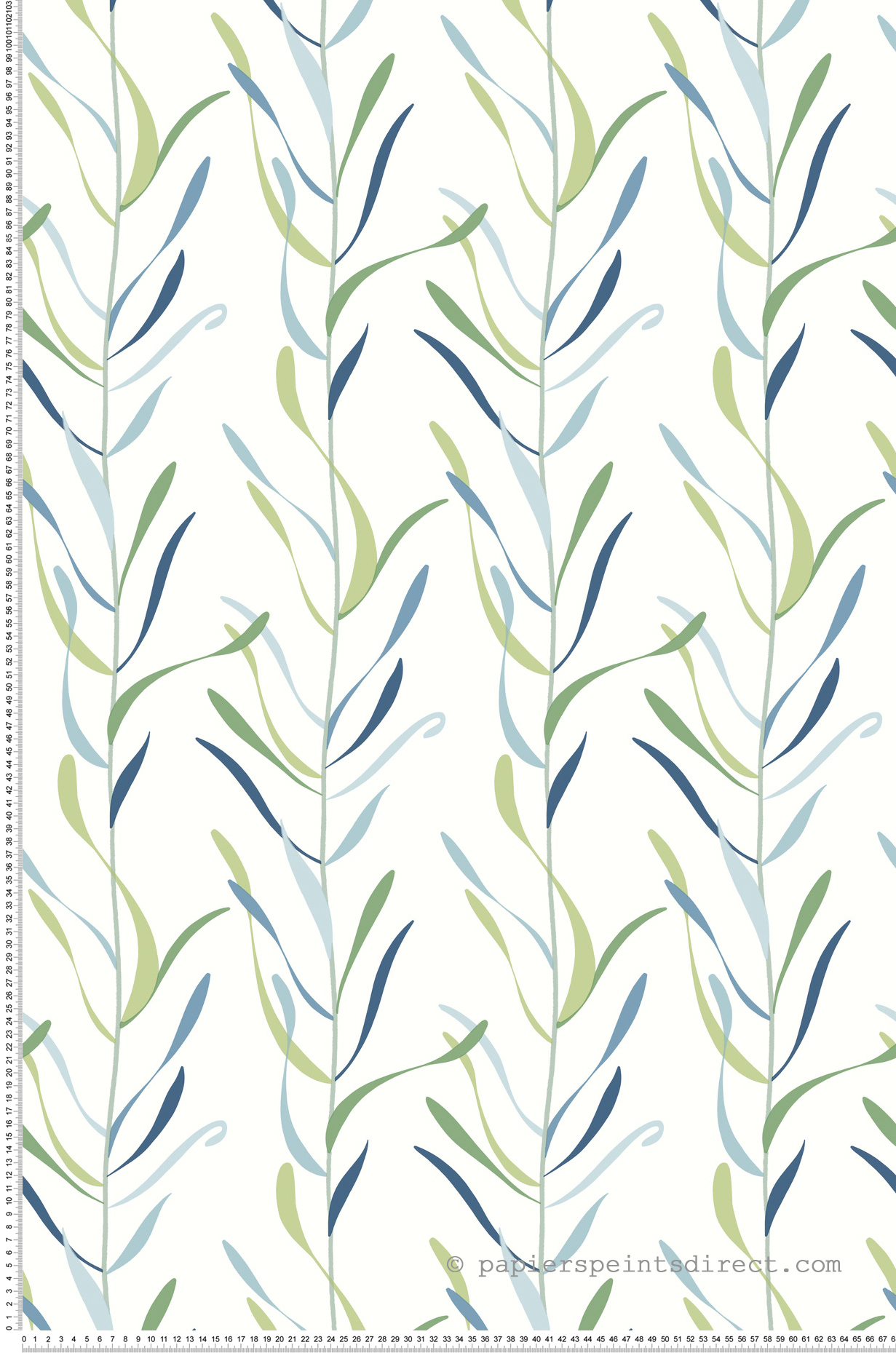 Papier peint Rayure Vigne de Chloé bleu vert - Greenhouse de York (Initiales) | Réf. INI-GO8323