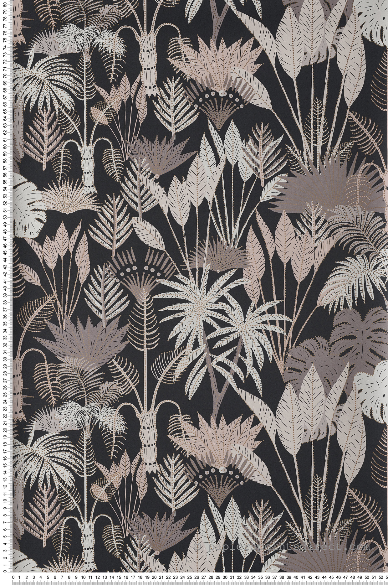 Papier peint jungle tropicale Philippines noir/grège/doré - L'odyssée de Casélio | Réf. OYS101419114