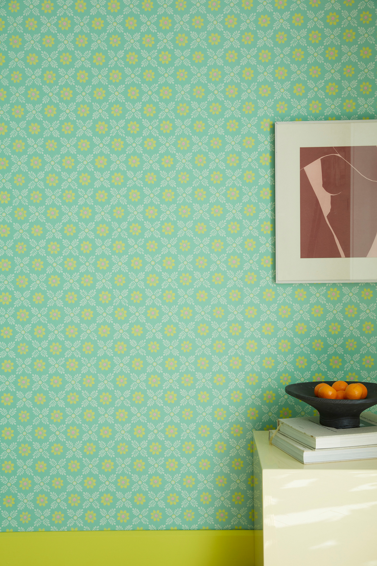 Papier peint Fleur Ditsy Block Green Verditer - National Trust Papers 4 de Little Greene AMB2 | Réf. 0267DIGREEN