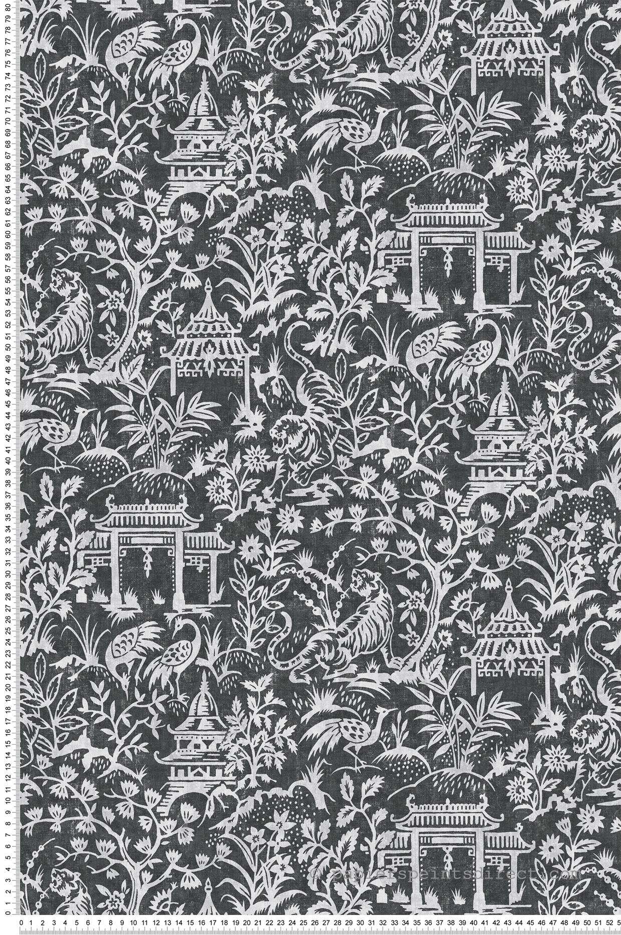 Papier peint Toile De Jouy Japonais noir - Jardin Secret de Lutèce | Réf. LTC-G78510