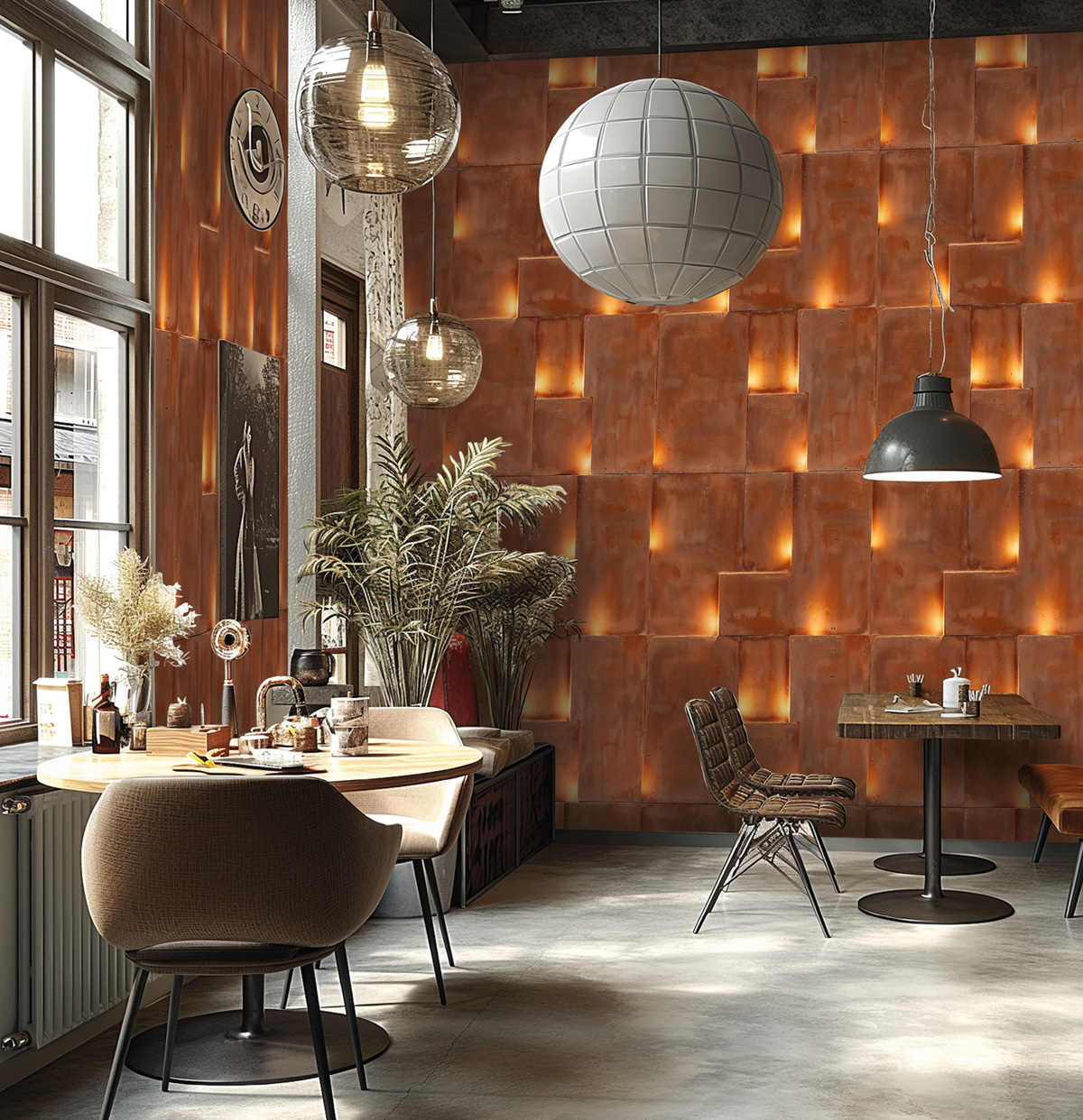 Papier peint panoramique Terre Cuite Amber Glow - Metropolitan Stories 4 Hot Spots d'A.S. Création AMB1| Réf. AS-790159