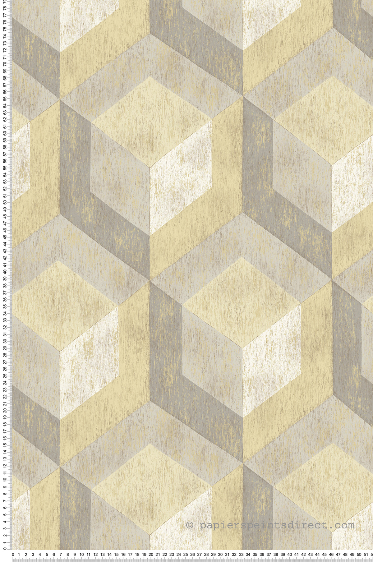 Papier Peint Géométrique Marqueterie jaune - Fabrique 2 de Lutèce  | Réf. LTC-FD22309