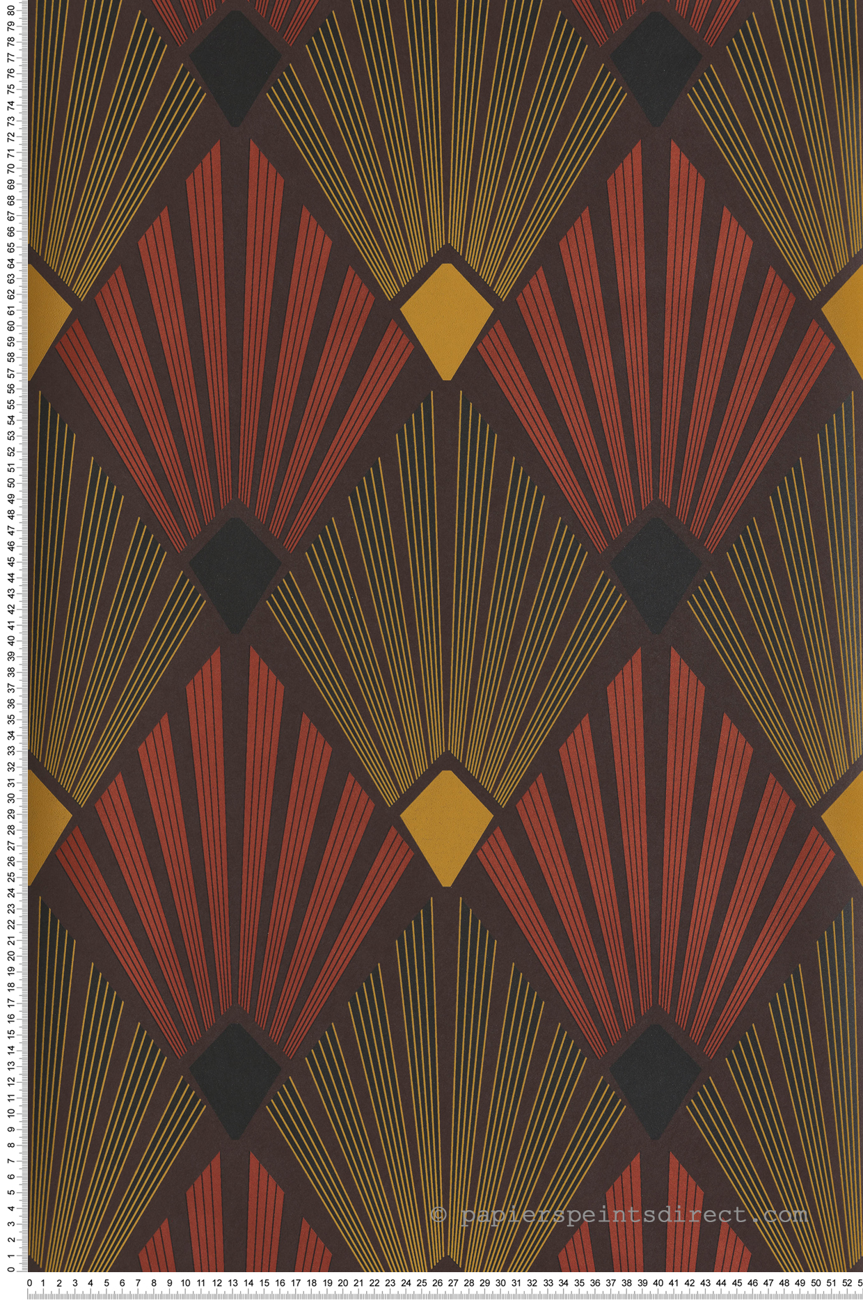 Papier peint Art Déco Diego terracotta métallisé - Havana de Masureel | Réf. MAS-HAV401