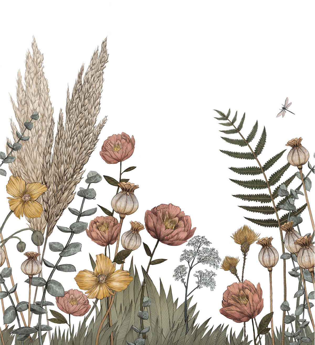 Papier peint panoramique Fleurs Eclosion multicouleurs - Panoramas de Casamance | Réf. CAS-74931222