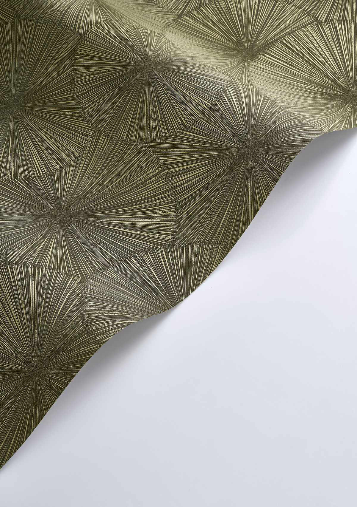 Papier peint Graphique Helios vert taiga doré - Solaris de Casadéco ROLL | Réf. SOLA201877777