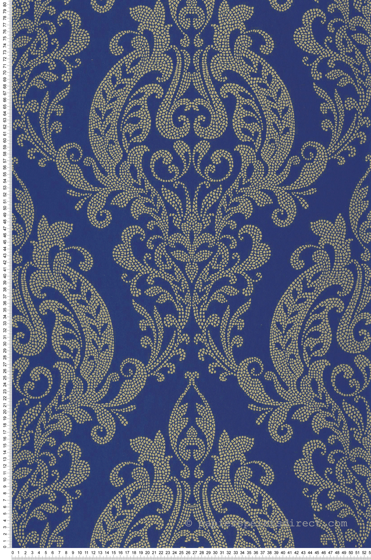 Papier peint Damassés Baroques Quintessence bleu doré - Elixir de Casadéco | Réf. EXIR201996982