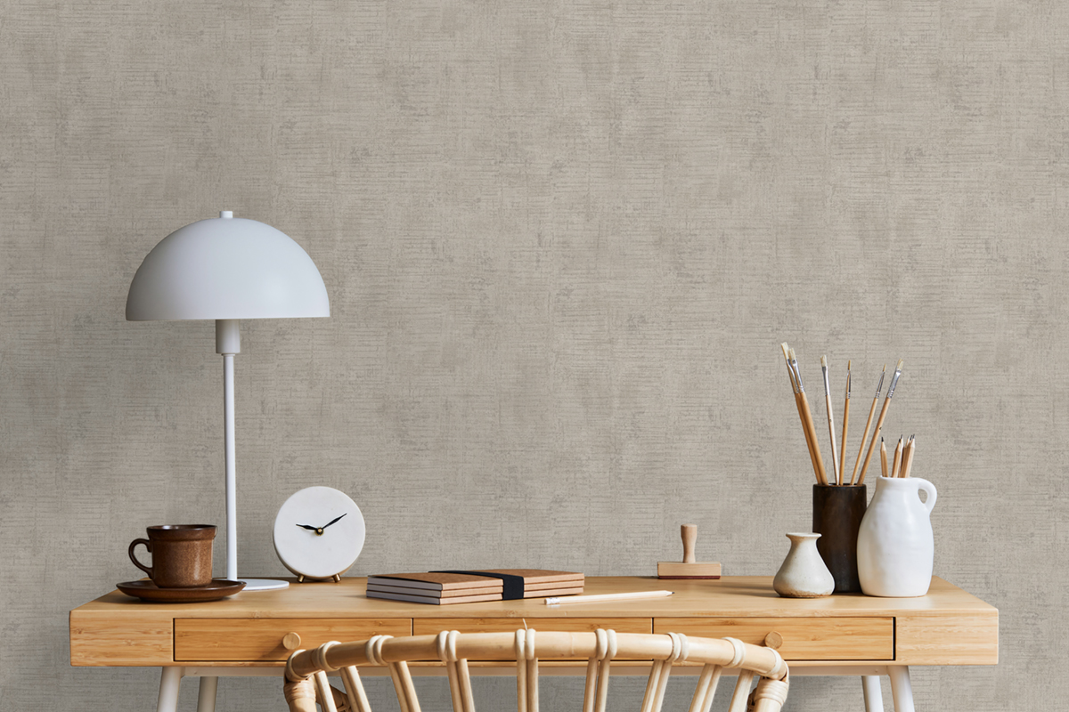 Papier Peint Béton Trait Horizontal gris argenté - Nomade d'Ugépa | Réf. UGP-M32809