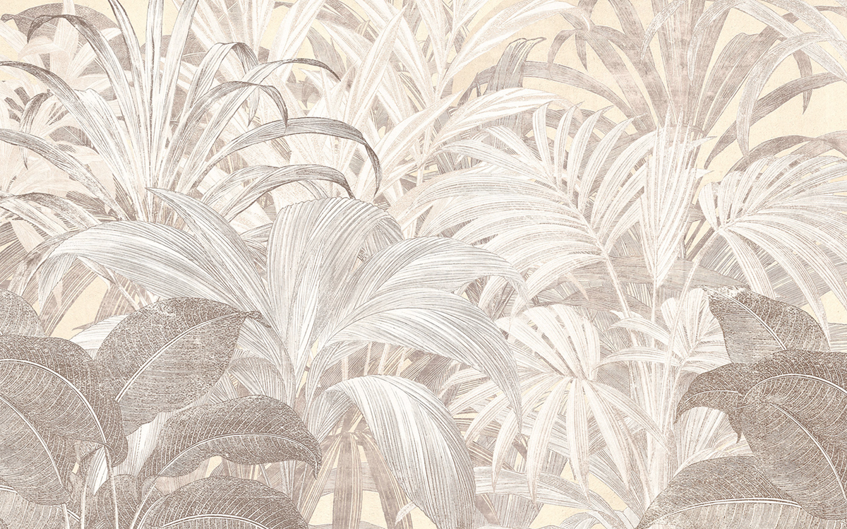 Papier peint panoramique Feuillage Summery Spot beige - Papier Peint Komar Infinity 2