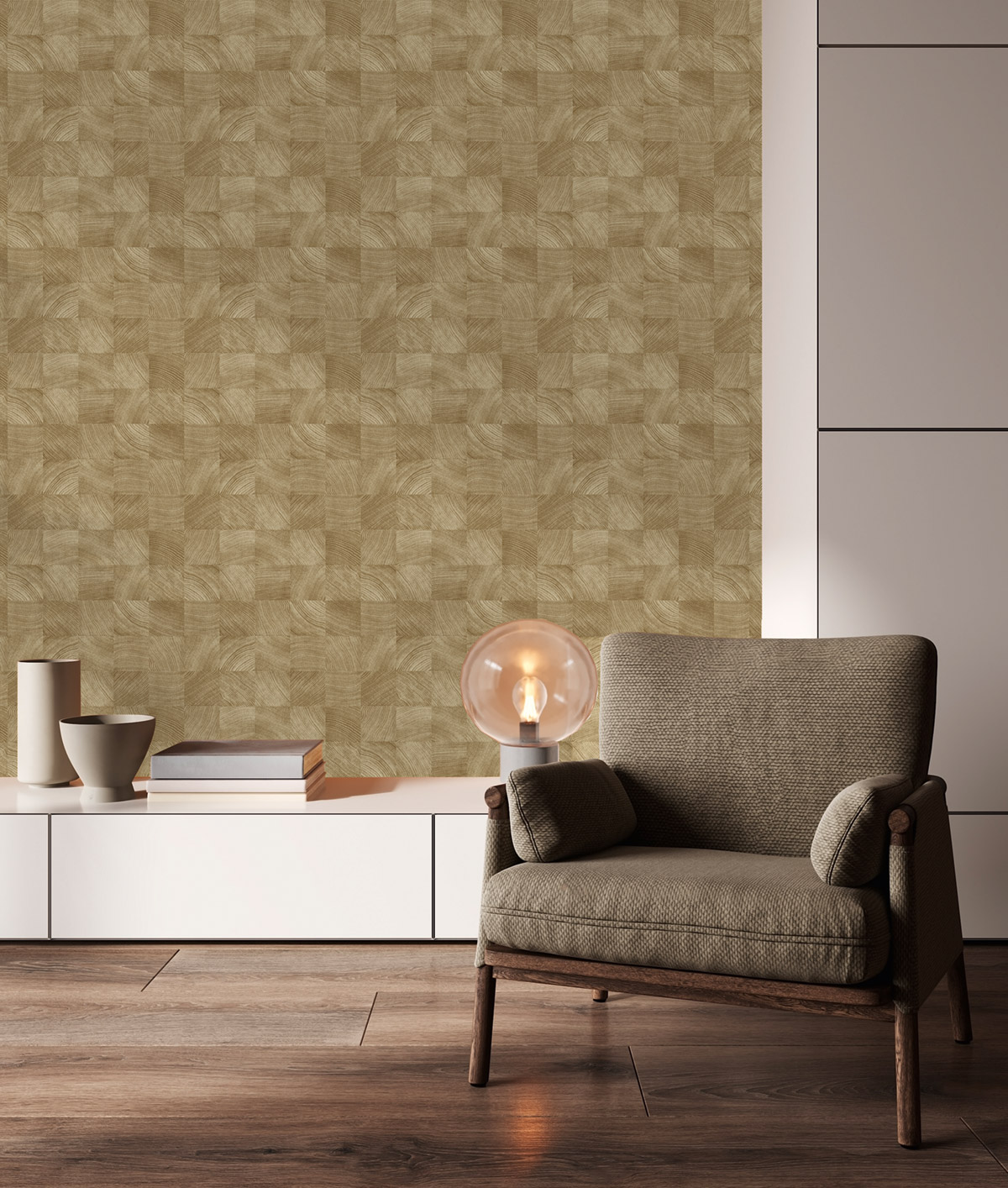 Papier peint Cube de Bois marron clair - Aroma de Lutèce AMB| Réf. LTC-51252008